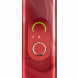 A close-up of the Vaporesso XROS 4 device in Bloody Mary colour showing the fire button and light